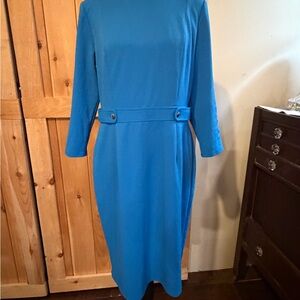 London Times Vibrant Blue Long Sleeve Dress
